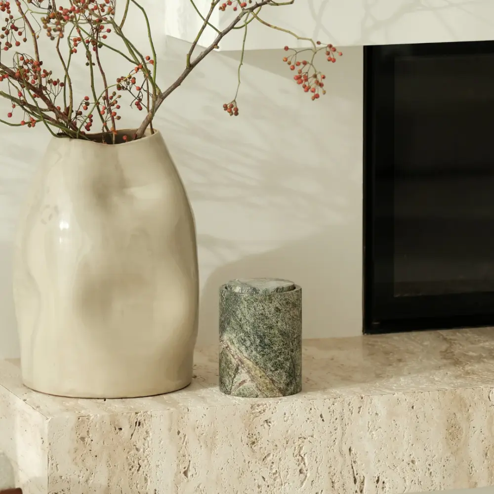 Storage bowl lid - Forest mint marble - H 15.8 cm