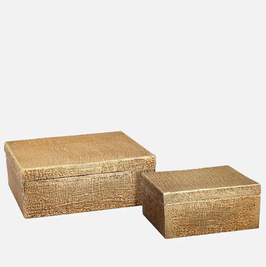 Textured Jute Antique Brass Box