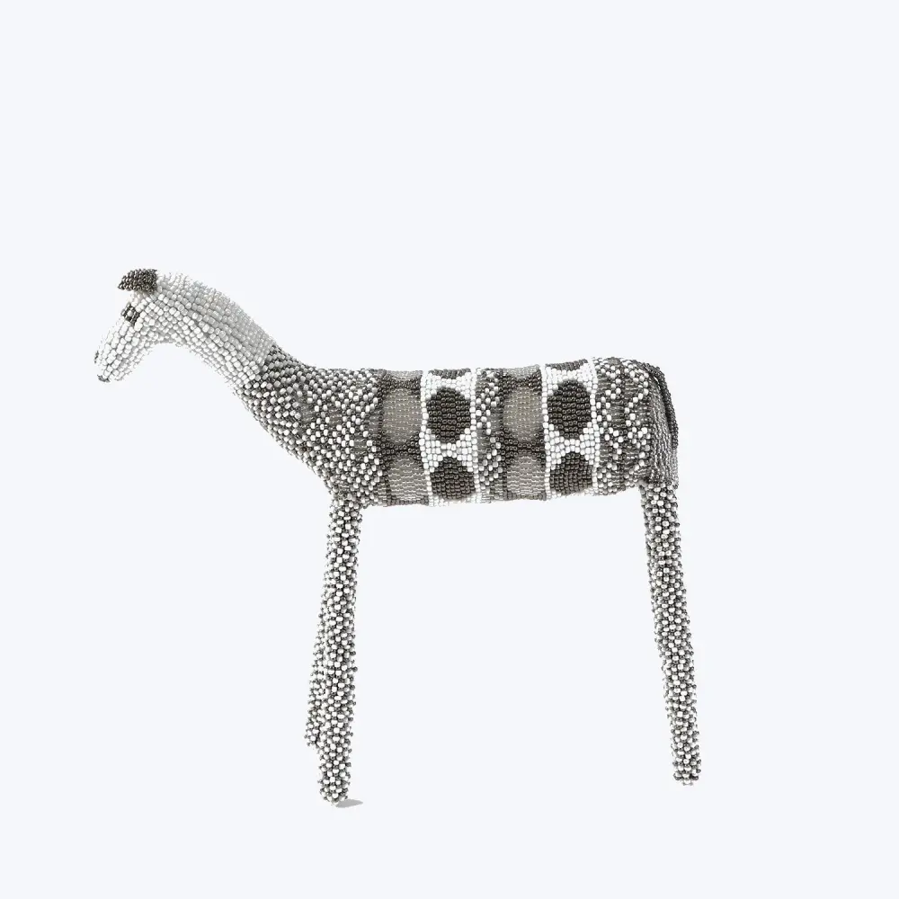 White & Quicksilver Beaded Horse