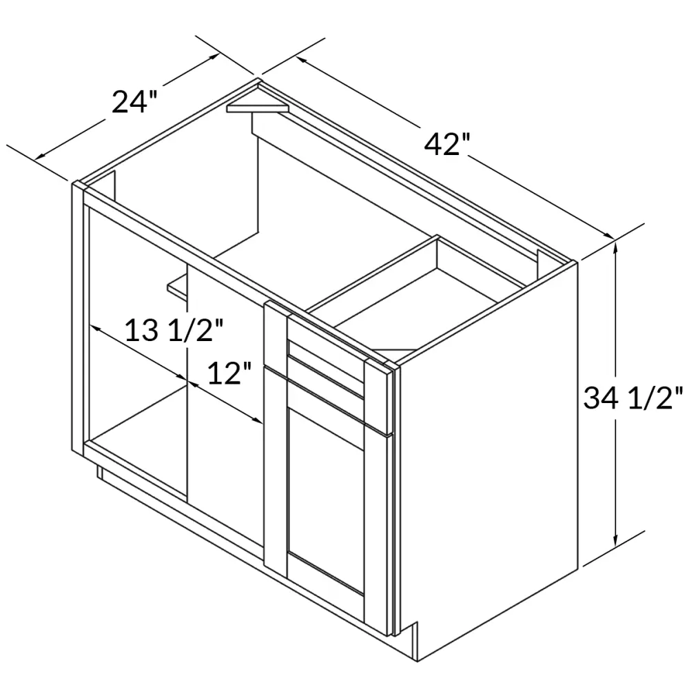 Blind Corner Base Kitchen Cabinet SCB42 Alpina Snow LessCare 42 . width 34.5 . height 24 . depth