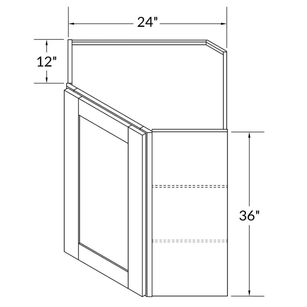 Diagonal Corner Kitchen Cabinet DC2436 Danbury Navy LessCare 24 . width 36 . height 12 . depth