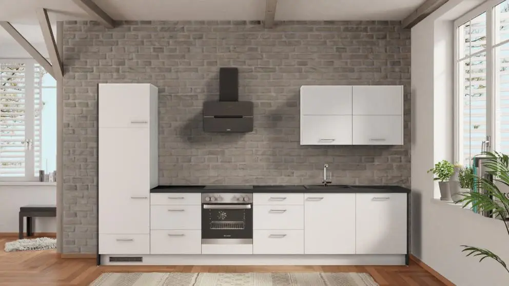 nobilia apartment kitchen layout 360 cm alpine white matte concrete slate gray entire hob
