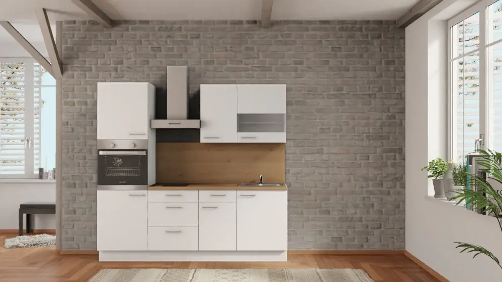 nobilia kitchen Regensburg 225 cm cheap from factory buy oak Provence all-inclusive hob