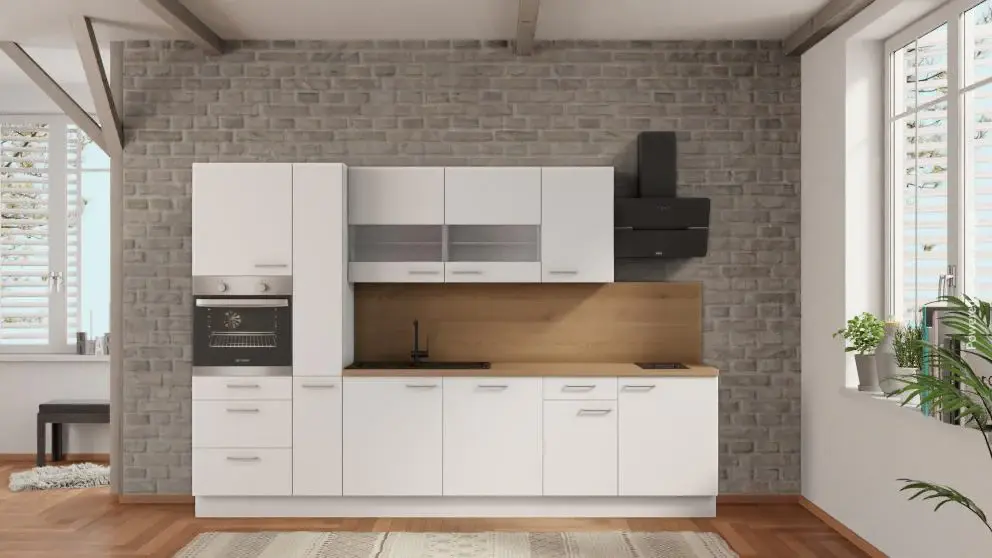 nobilia kitchen unit Gelsenkirchen 315 cm Alpine white soft-touch Modern Sierra oak complete kitchen