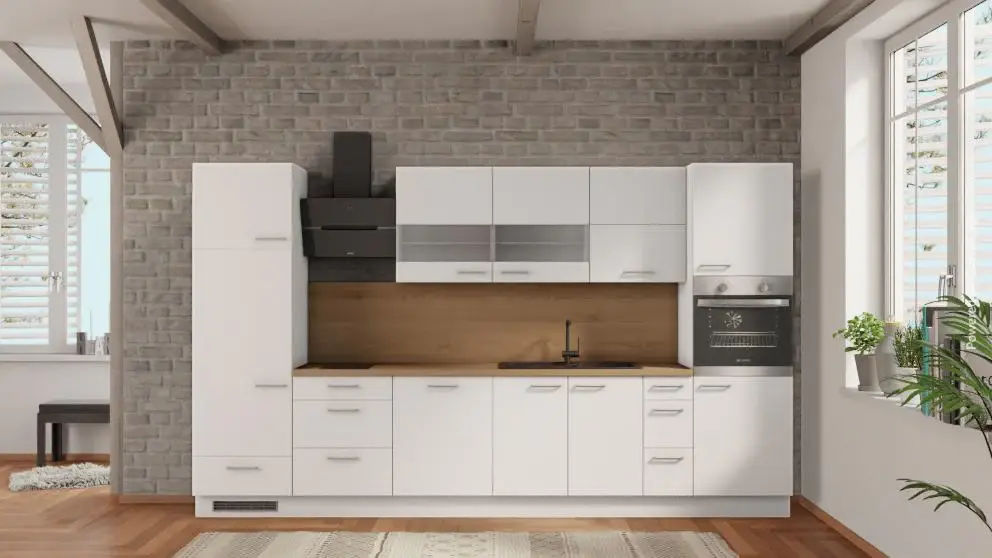 nobilia kitchen unit Hamm 360 cm white matte affordable Sierra oak full hob