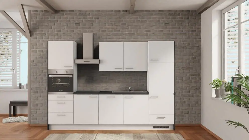 nobilia kitchen Viersen 300 cm alpine white flat offer concrete slate gray complete kitchen