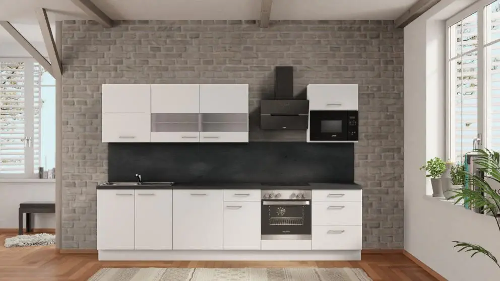 nobilia kitchen Wuppertal 315 cm sleek concrete slate gray --