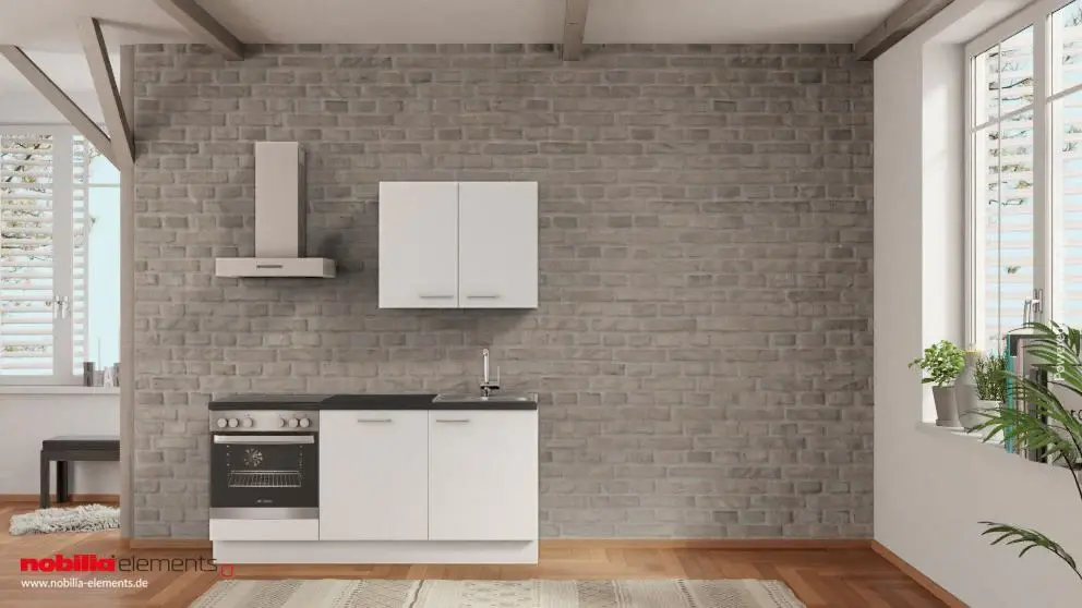 nobilia Single kitchen Lohmar 180 cm Alpine white matte Concrete slate gray __