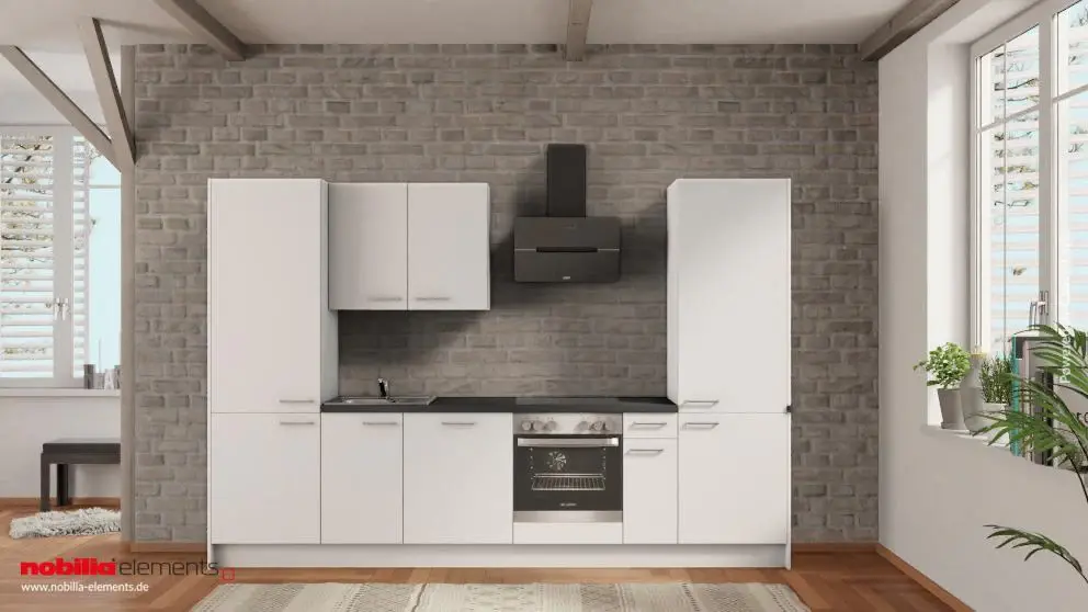 nobilia single kitchen Meerbusch 315 cm alpine white soft-touch concrete slate gray