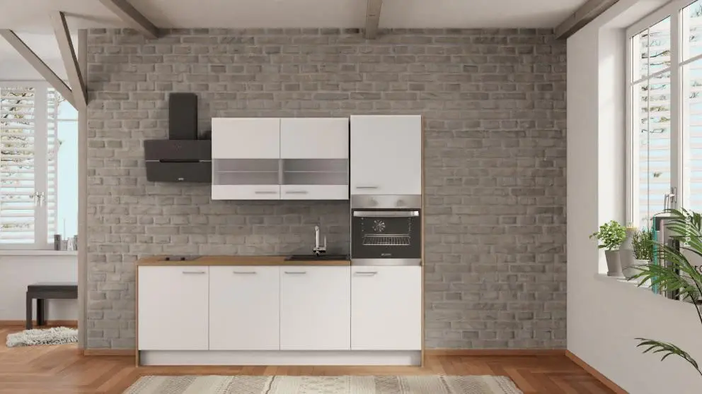 nobilia single kitchen Trier 240 cm alpine white matte oak Sierra complete kitchen