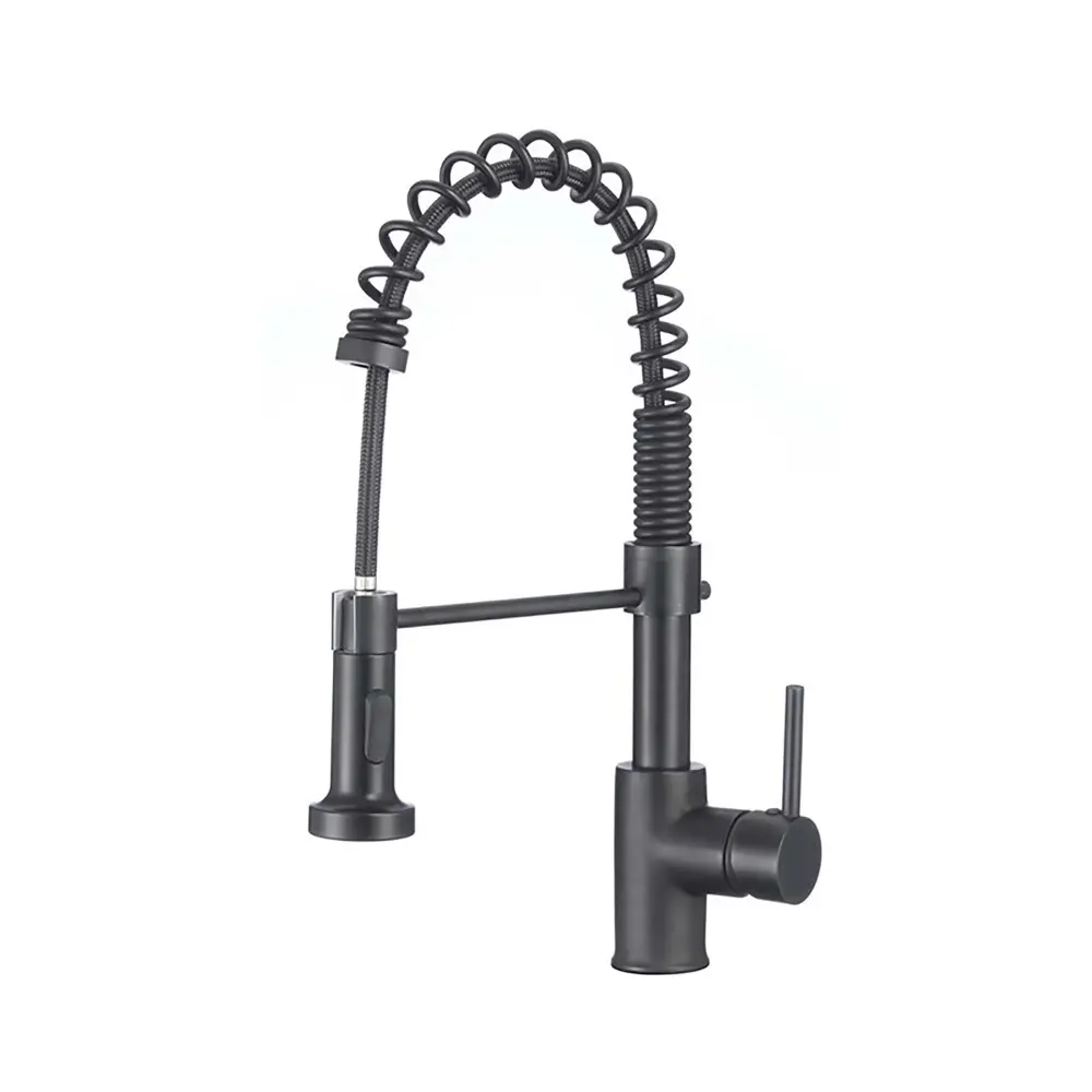 Single Handle Matte Ebony Kitchen Faucet Swivel Pull-Down Spout, 17''