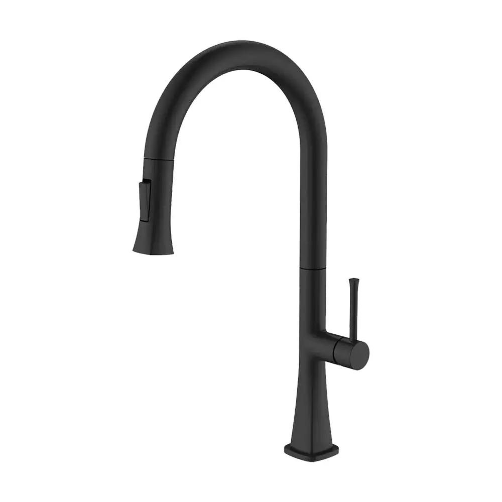 Stainless Steel Aimi Single Hole Kitchen Faucet, Soft-touch Black