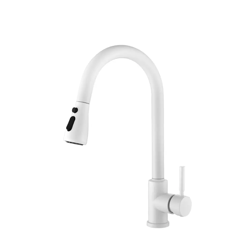 White Contemporary Kitchen Faucet Pull Out/Down Sprayer Individual Handle 1 or 3 Holes