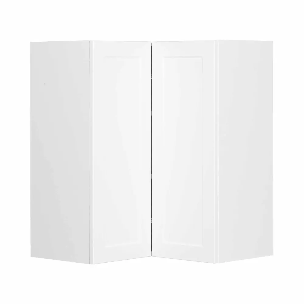 White Melamine Shaker Style Corner Cabinet 2 Doors, 24"