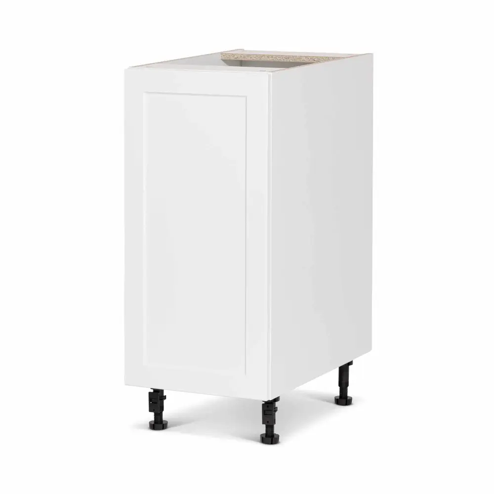 White Melamine Shaker Style Kitchen Base Cabinet 1 Door, 15"