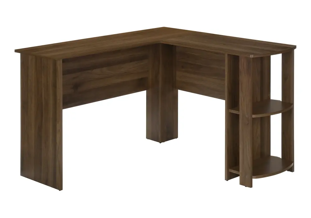 Computer Desk, Home Office, Corner, Storage Shelves, L Shape, Laptop, Contemporary & Present-day - Walnut Cable Management...