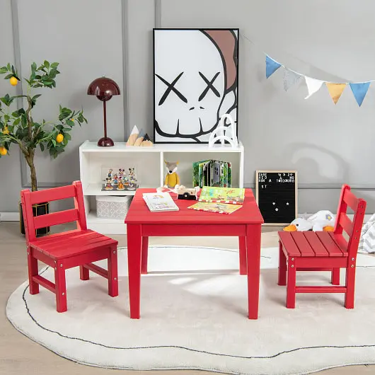 Costway 25.5 Inch Square Kids Activity Play Table, Cherry Red, HY10047RE-1