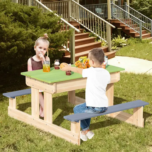 Costway 3--1 Outdoor Wooden Kids Water Sand Table Play Boxes, HY10015