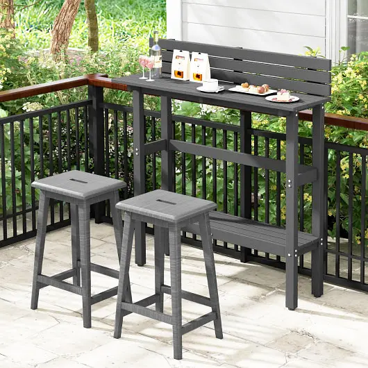 Costway 48" Patio Pub Height Table Storage Shelf and Adjustable Foot Pads, Gray, NP11427GR