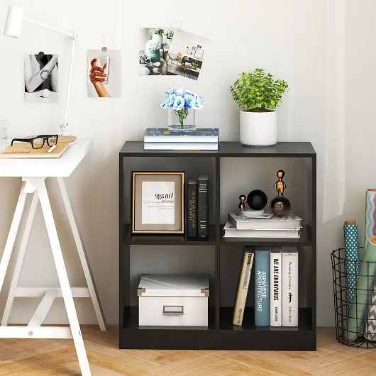 Costway 4-Cube Kids Bookcase Open Shelves, Midnight Black, CB10443DK