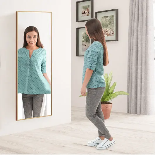 Costway 59''Full Length Mirror Large Rectangle Bedroom Mirror, Golden, HW66483GD