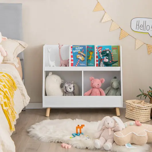 Costway 5-Cube Kids Bookshelf and Toy Arranger Anti-Tipping Kits, White, TP10097WH