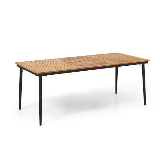 Costway 79" Acacia Wood Outdoor Dining Table 8 1.9" Umbrella Hole, HW71587