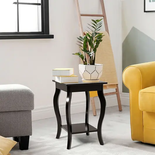 Costway Accent Sofa End Side Table, Chocolate, HW65646CF-1