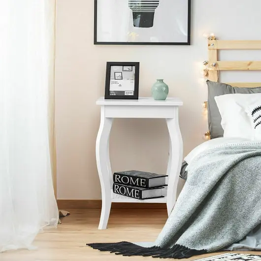 Costway Accent Sofa End Side Table, White, HW56557WH-1