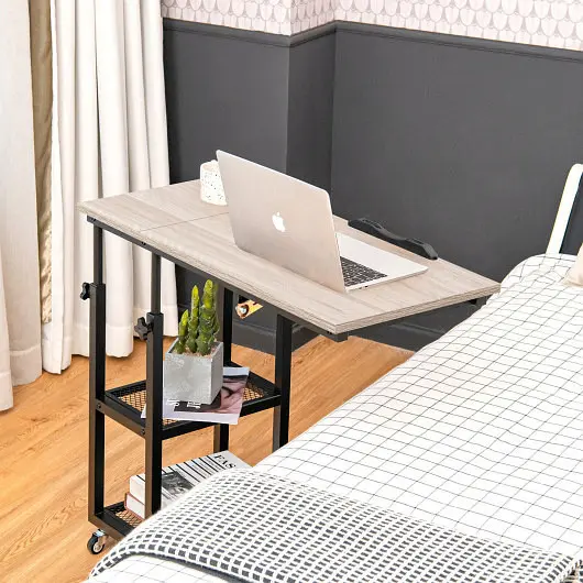 Costway Adjustable C, Influenced Bedside Table Wheels, Bare, JV10205NA