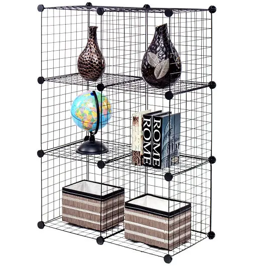 Costway All-Weather DIY 6 Metal Wire Free Standing Modular Storage Cubes, HW56101
