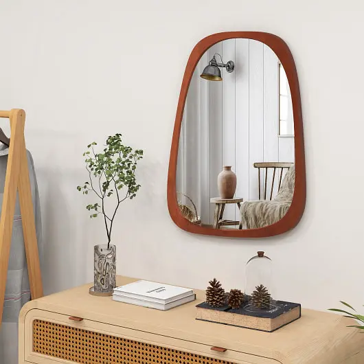 Costway Asymmetrical Abstract Irregular Influenced Wall Mirror Rustic Frame, Raw, HZ10205NA