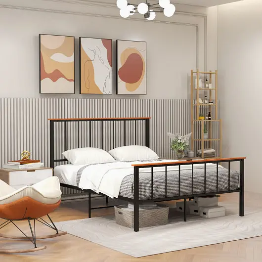 Costway Bed Frame Headboard and Footboard, Queen Size, HU10460DK-Q