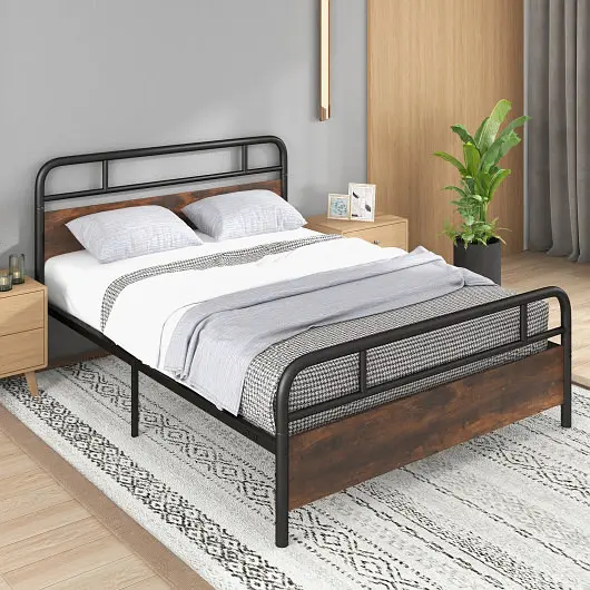 Costway Big Bed Frame Industrial Headboard, Queen Size, HU10455-Q