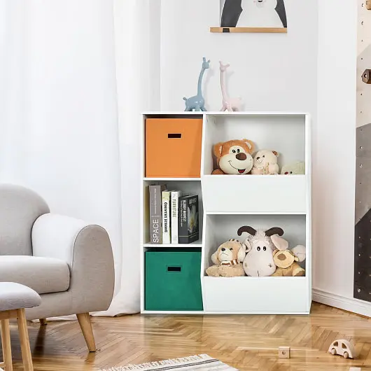 Costway Biodegradable Kids Toy Storage Cabinet Shelf Arranger, Multicolor, HW66017WH