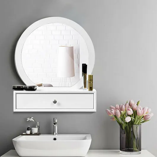Costway Bright Makeup Dressing Wall Mounted Vanity Mirror 2 Drawers, HW65956
