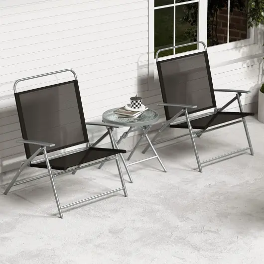 Costway 3 Count Patio Folding Chair Set Outdoor Metal Conversation Set, NP11216