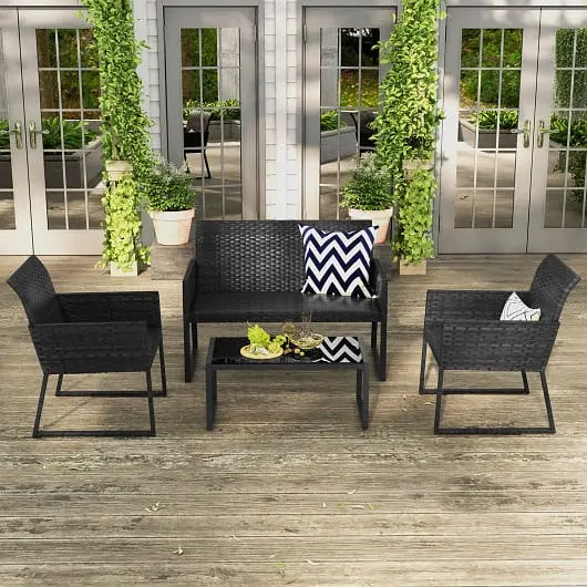 Costway 4 Each Outdoor Wicker Patio Furniture Set Quick Dry Foam Backyard, NP11281+