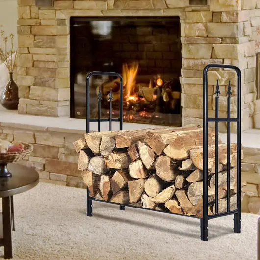 Costway 4 Feet Outdoor Heavy Duty Steel Firewood Wood Storage Rack, GT3191