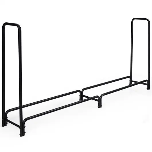 Costway 8 Feet Outdoor High-Carbon Steel Firewood Log Rack, HW65644