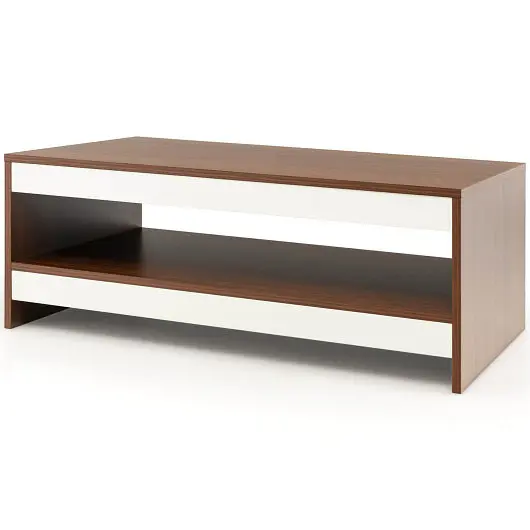 Costway 37 Inch 2-Tier Rectangle Wooden Coffee Table Storage Shelf-Wulnat, JV10658BN