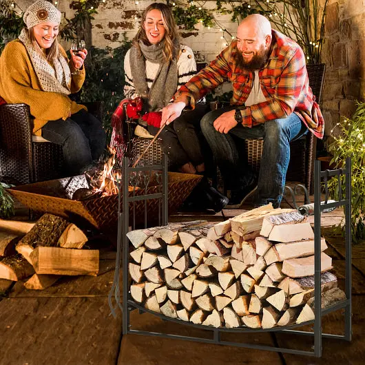Costway 36 Inch Fireplace Log Holder Kindling Holders and Shovel, OP70814