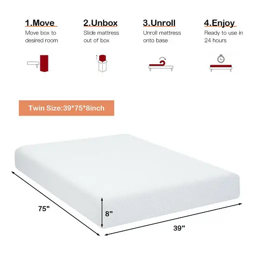 Costway 8 Inch Foam Medium Firm Mattress Jacquard Cover-Twin Size, HU10043-T