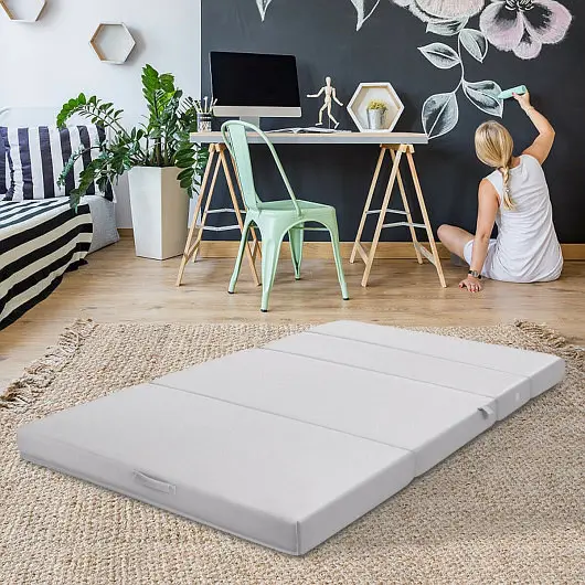 Costway 4 Inch Folding Sofa Bed Foam Mattress Handles-Full XL, HT1118F-XL