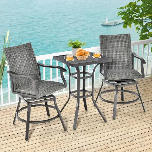 Costway 24 Inch Patio Bar Height Table Aluminium Tabletop and Adjustable Foot Pads, NP10971-22