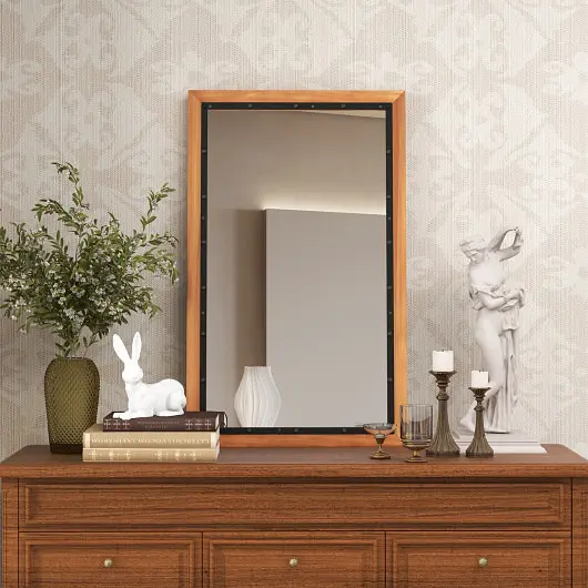 Costway 22 x 36 Inch Rectangular Frame decor Wall Mounted Mirror Back Board, Natural, HZ10164NA