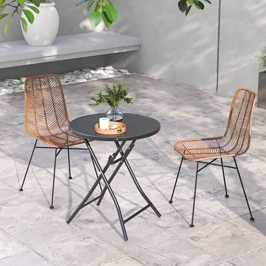 Costway 23 Inch Round Bistro Table Tempered Glass Tabletop, NP11359