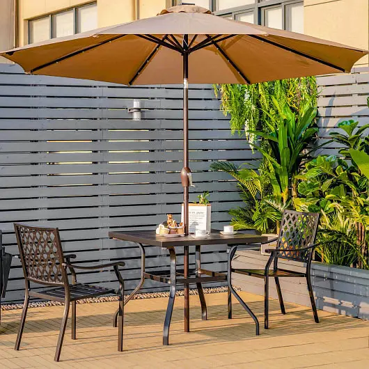 Costway 37 Inch Square Patio Dining Table Umbrella Pole Hole, NP10136-13