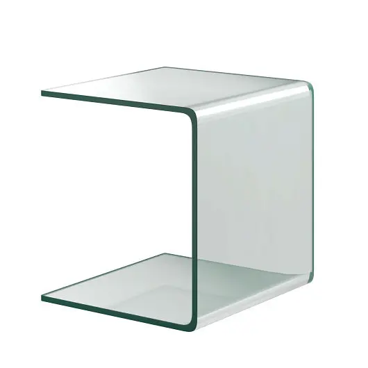 Costway 18 x 18 x 16 Inch Tempered Waterfall End Table non, Slip Pad, HW66957