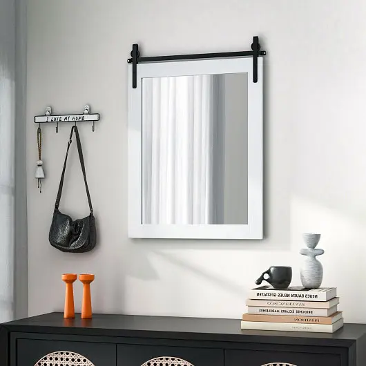 Costway 30 x 22 Inch Wall Mount Mirror Wood Frame, White, HZ10057WH